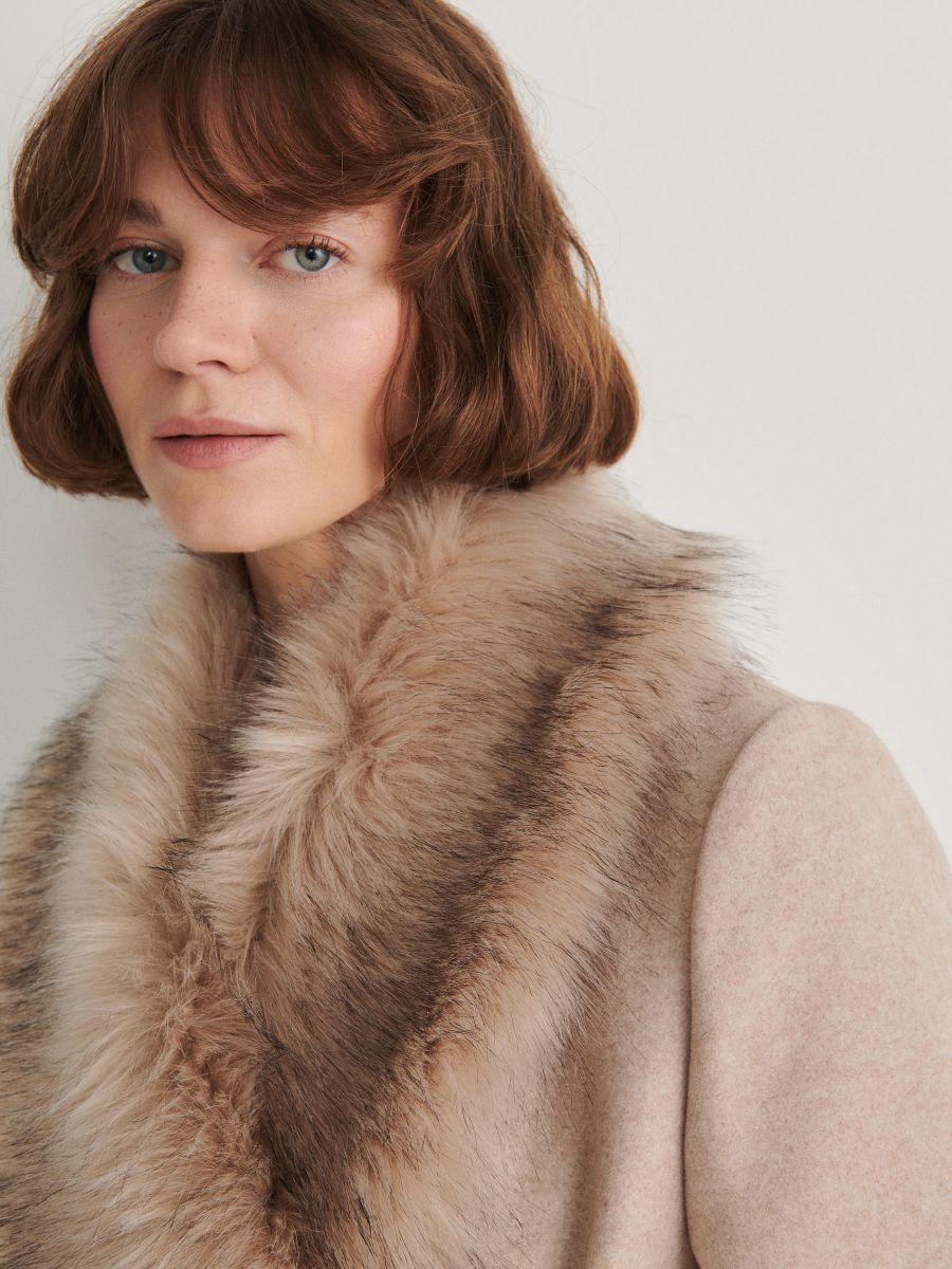 Parka with studded sleeves - beige - RESERVED - 4