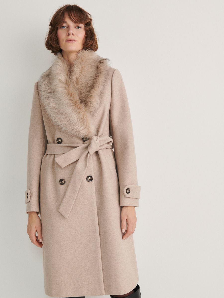 Parka with studded sleeves - beige - RESERVED - 3