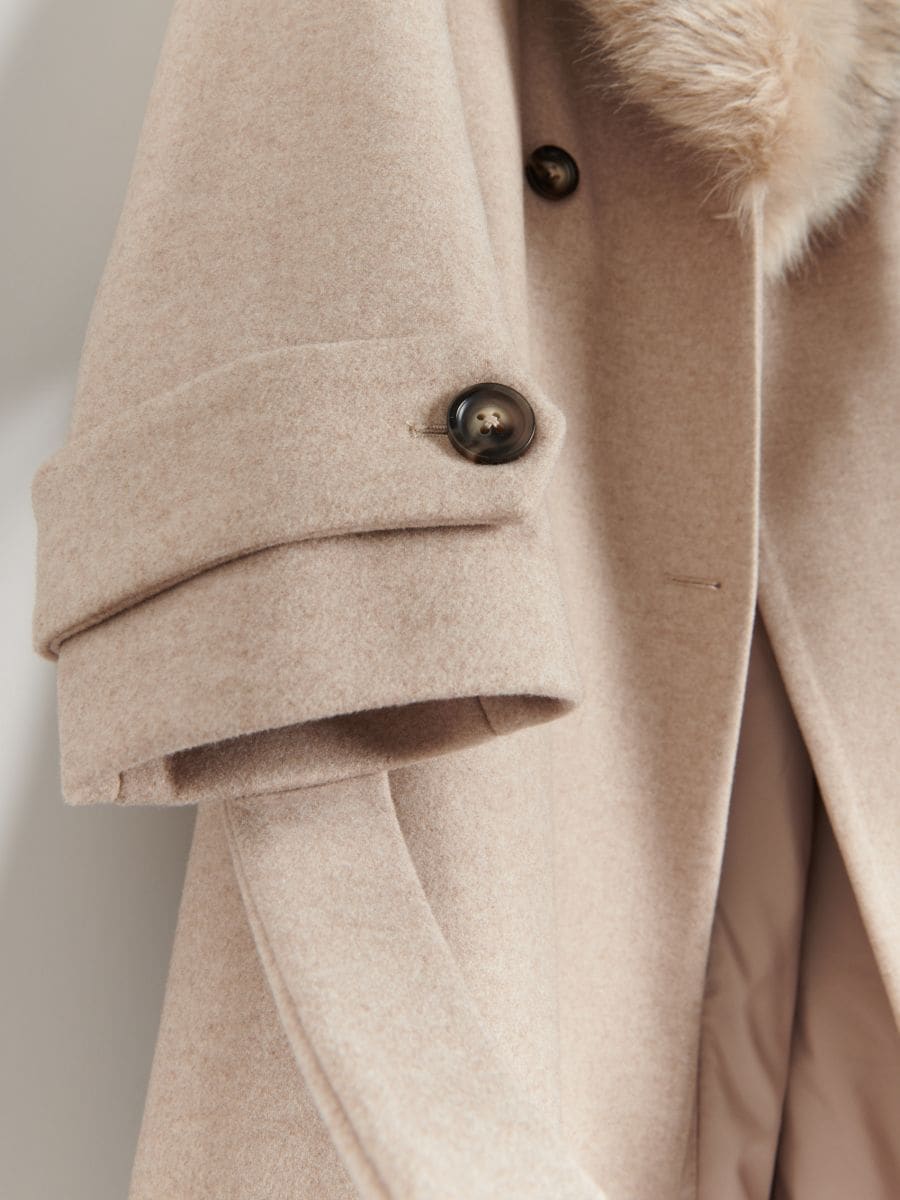 Parka with studded sleeves - beige - RESERVED - 7