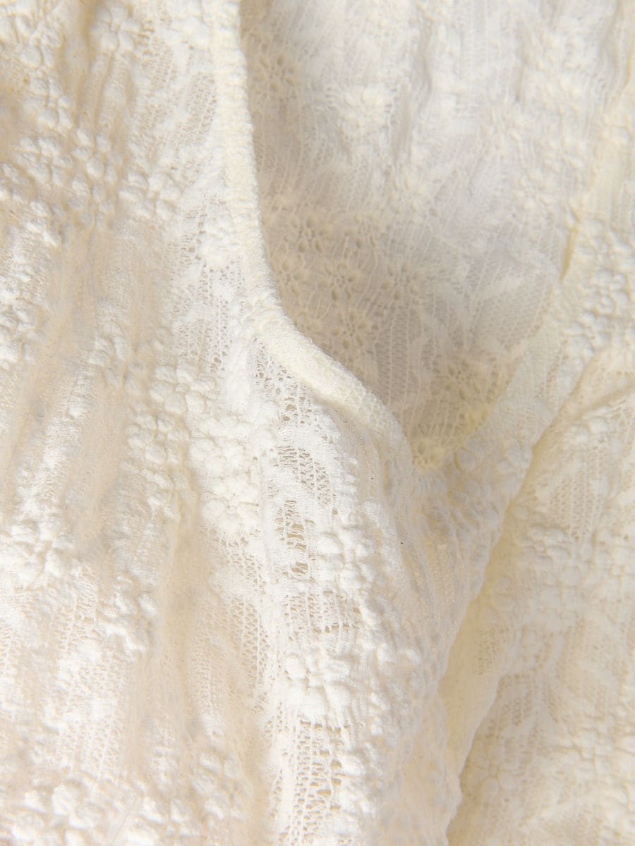 Bluse i bomuldblanding i strukturstof - creme - RESERVED - 8