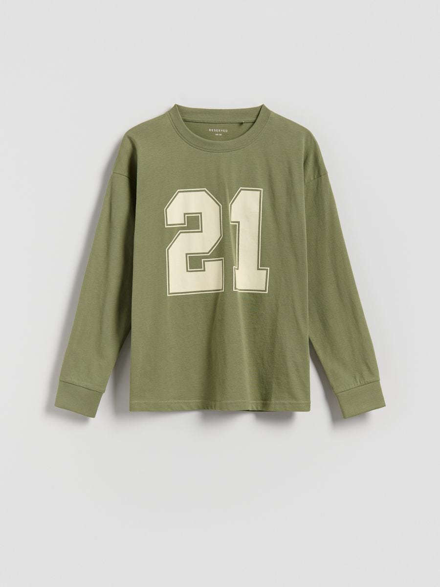 Cotton long sleeve T-shirt - olive - RESERVED