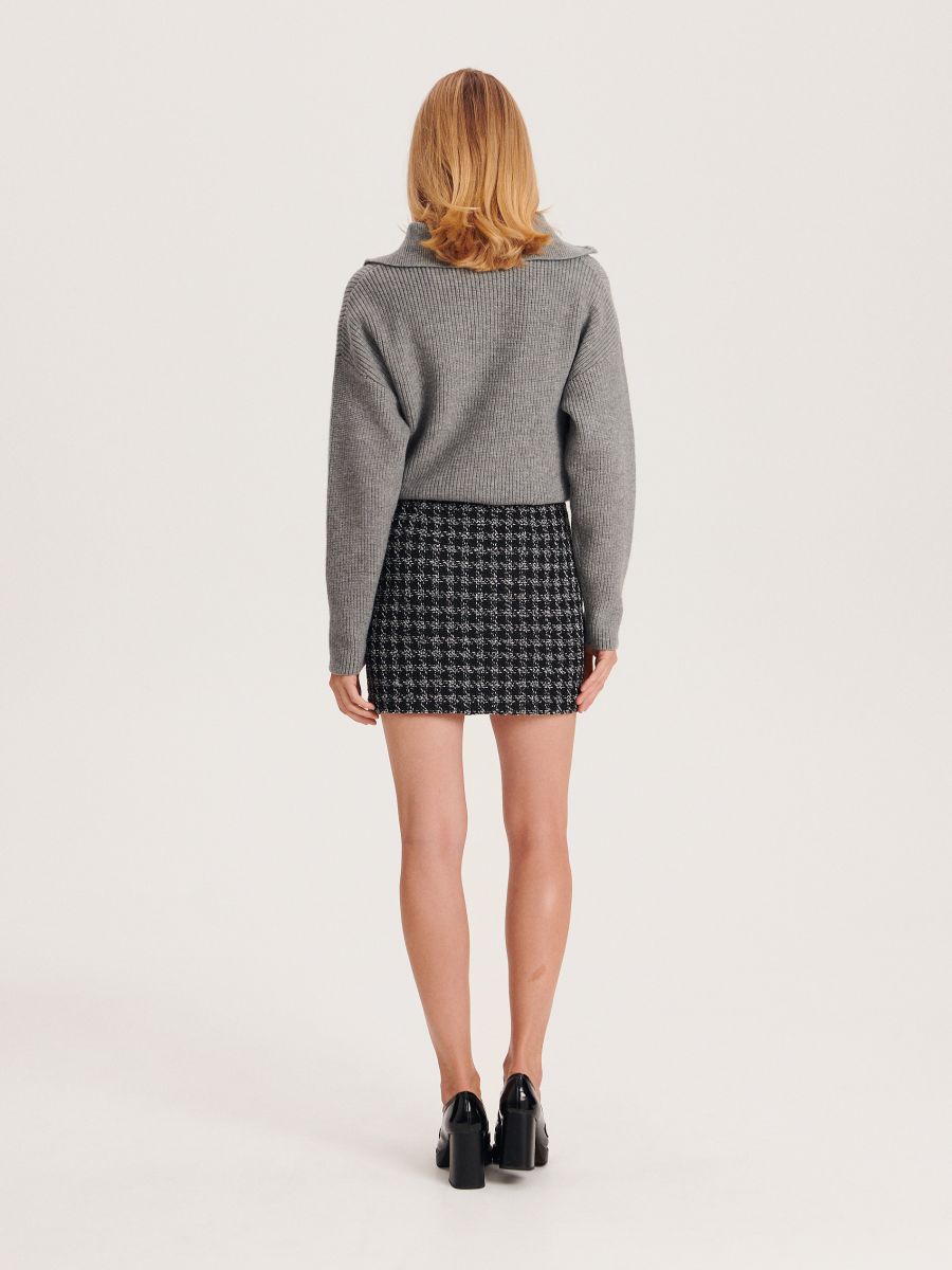 Mini skirt with wool blend - multicolor - RESERVED - 5
