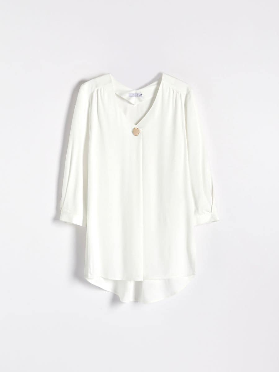 Viscose blouse with ruffle detail - white - RESERVED - 5