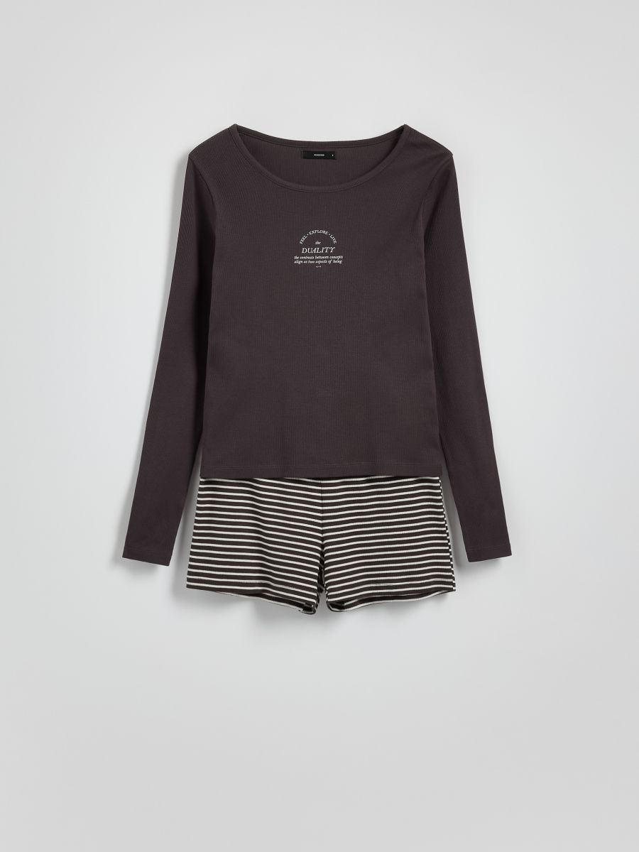 Zweiteiliges Pyjama-Set - dunkelgrau - RESERVED - 4