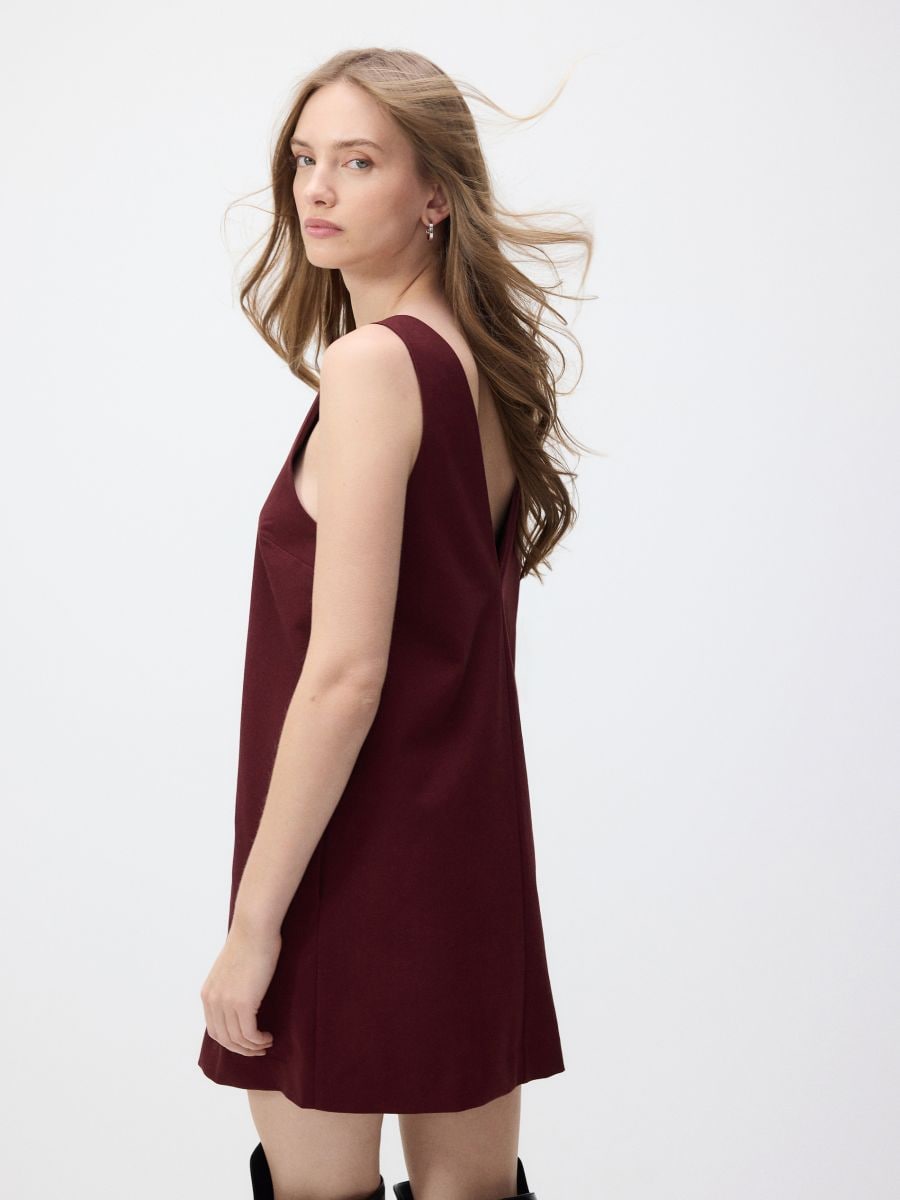Plain mini dress - burgundy - RESERVED - 4