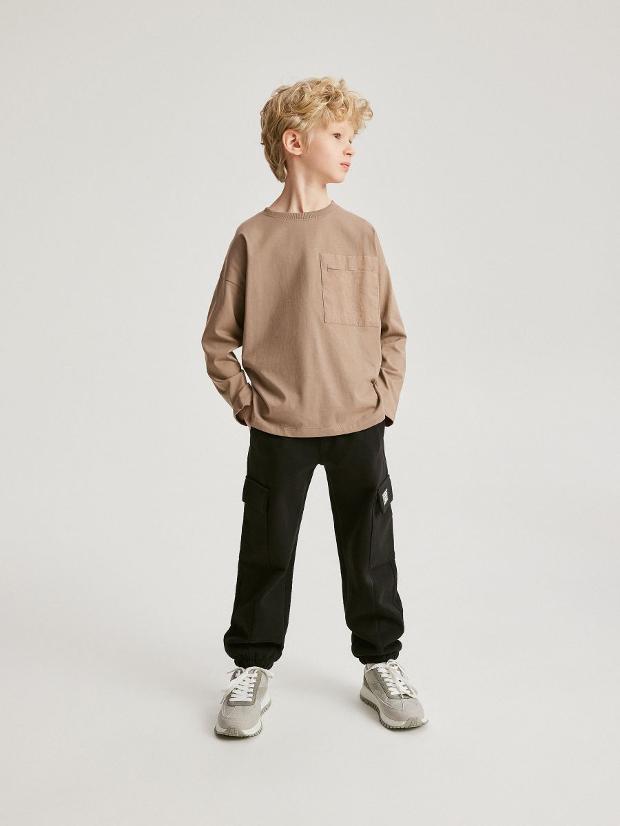 Cargo style tracksuit bottoms - black - RESERVED - 9