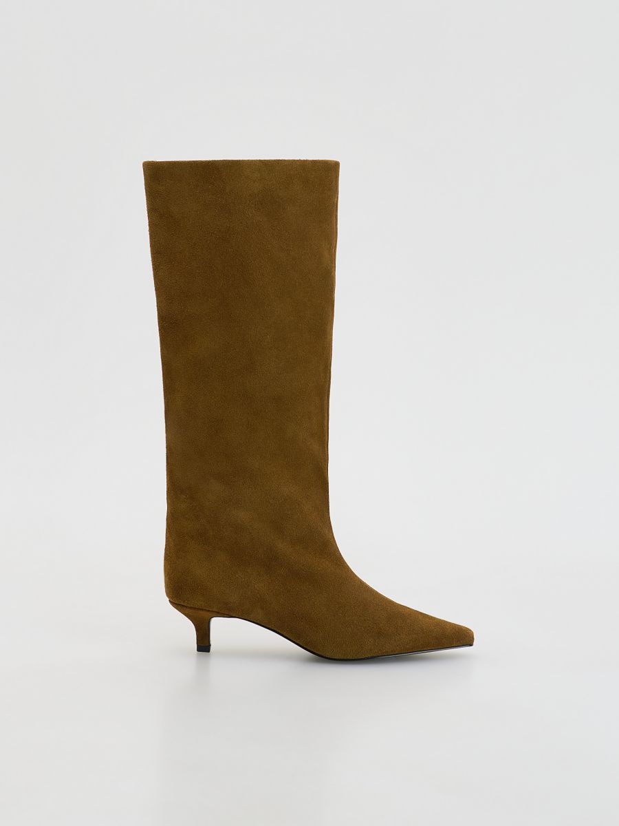 Suede heeled boots - beige - RESERVED