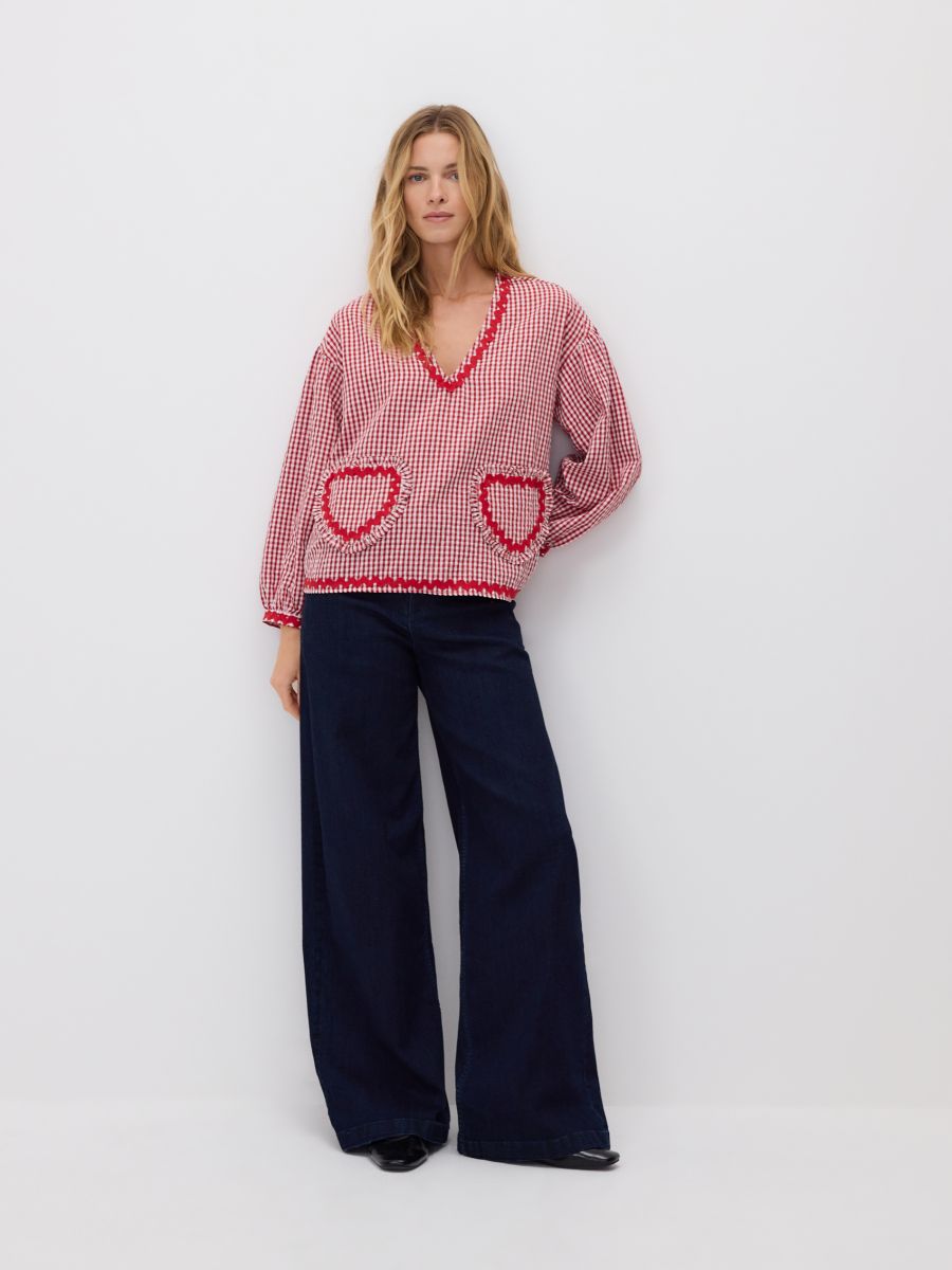 Check blouse - red - RESERVED