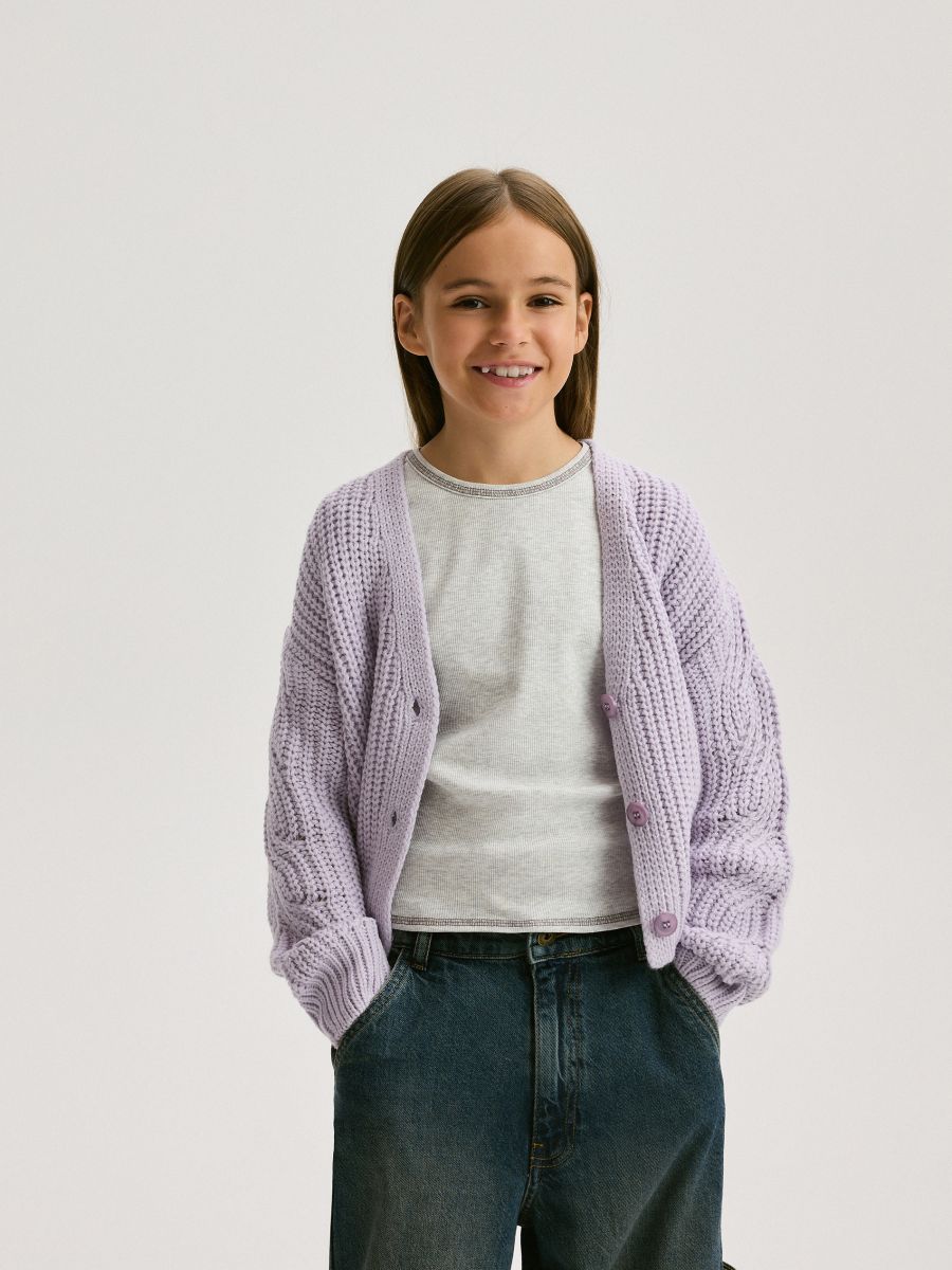 Button-front cardigan - lavender - RESERVED - 2