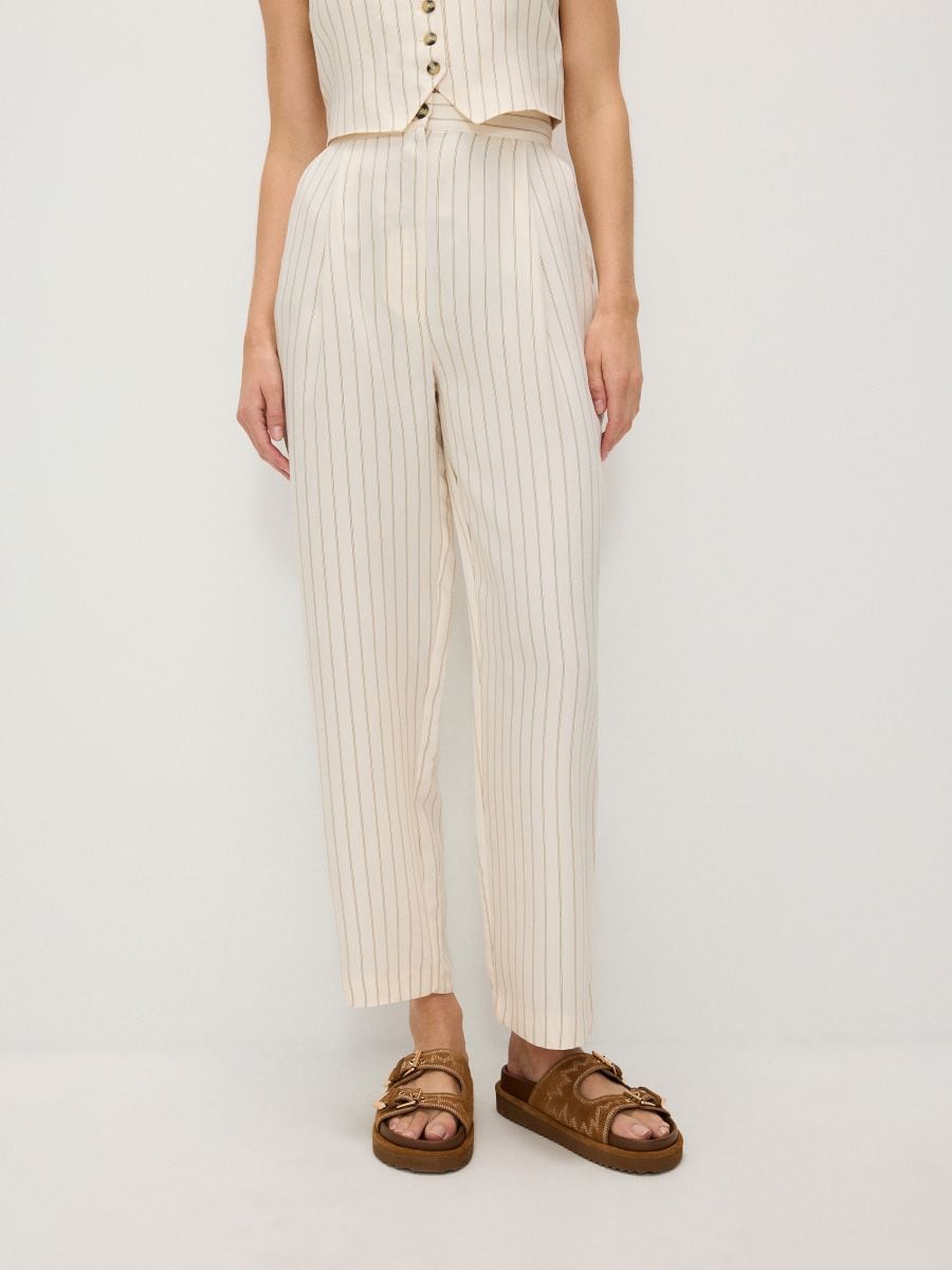 Viscose chino trousers - cream - RESERVED