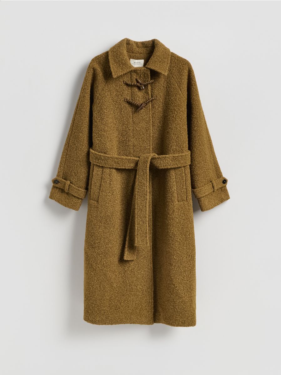 Coat with tie waist belt - light olive - RESERVED