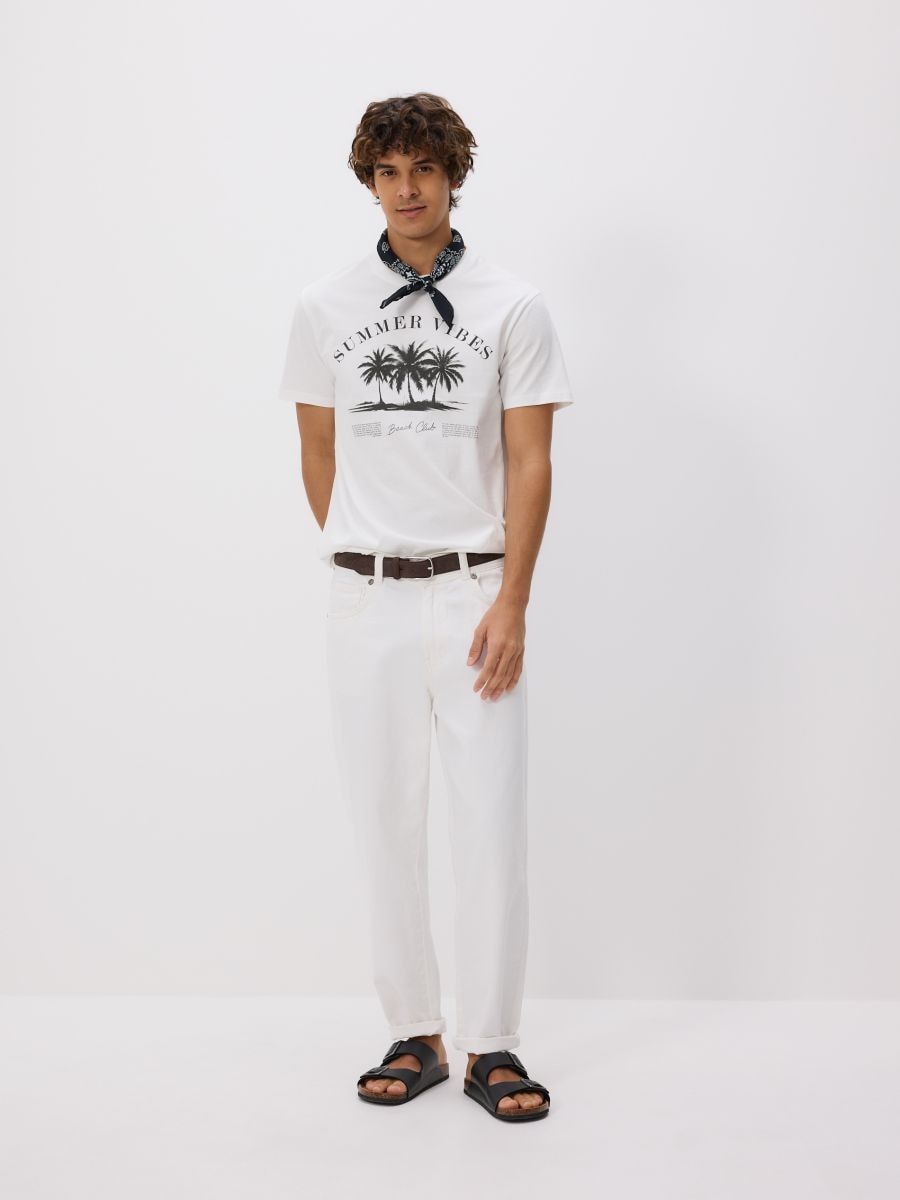 Regular fit printed T-shirt - cream - RESERVED - 2