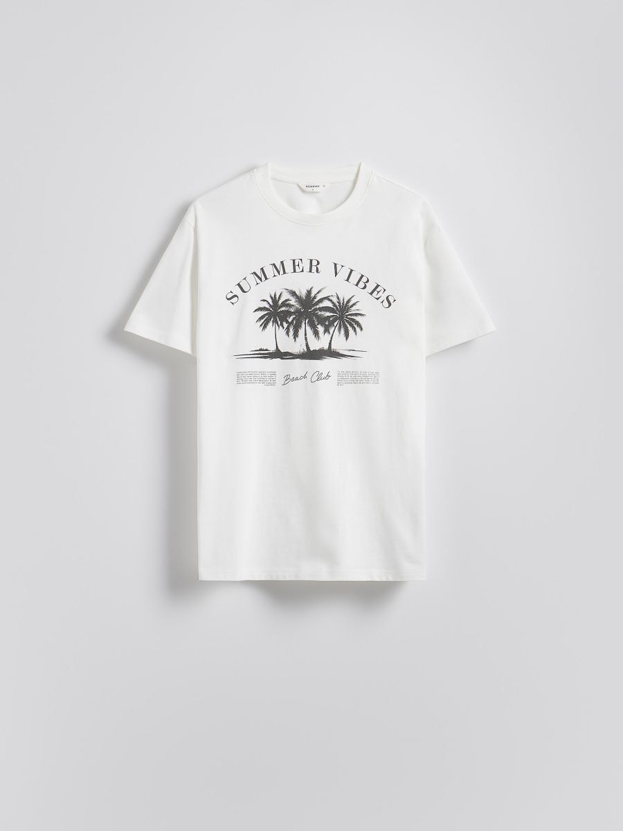 Regular fit printed T-shirt - cream - RESERVED - 4
