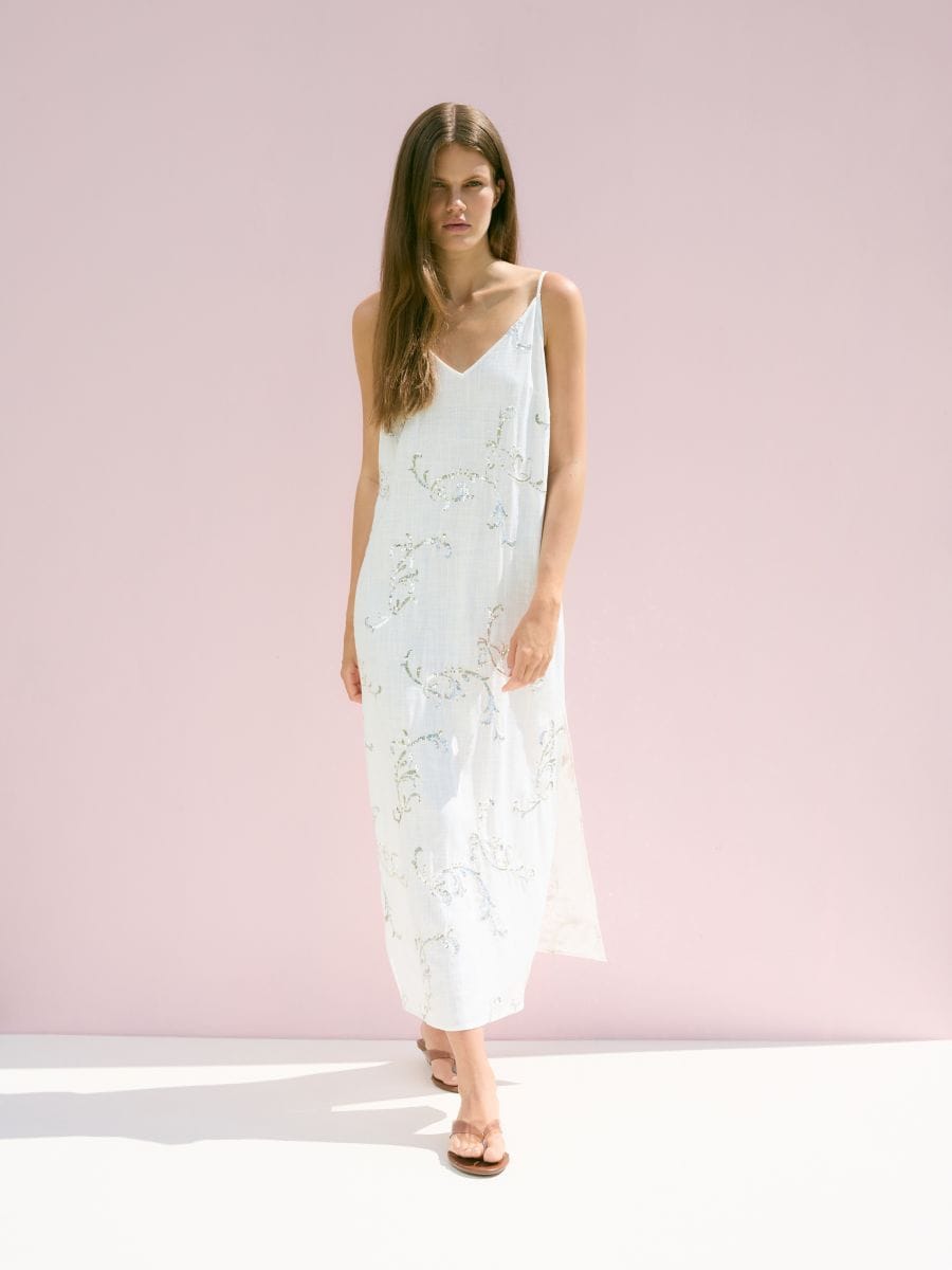 Rochie cu paiete - alb - RESERVED