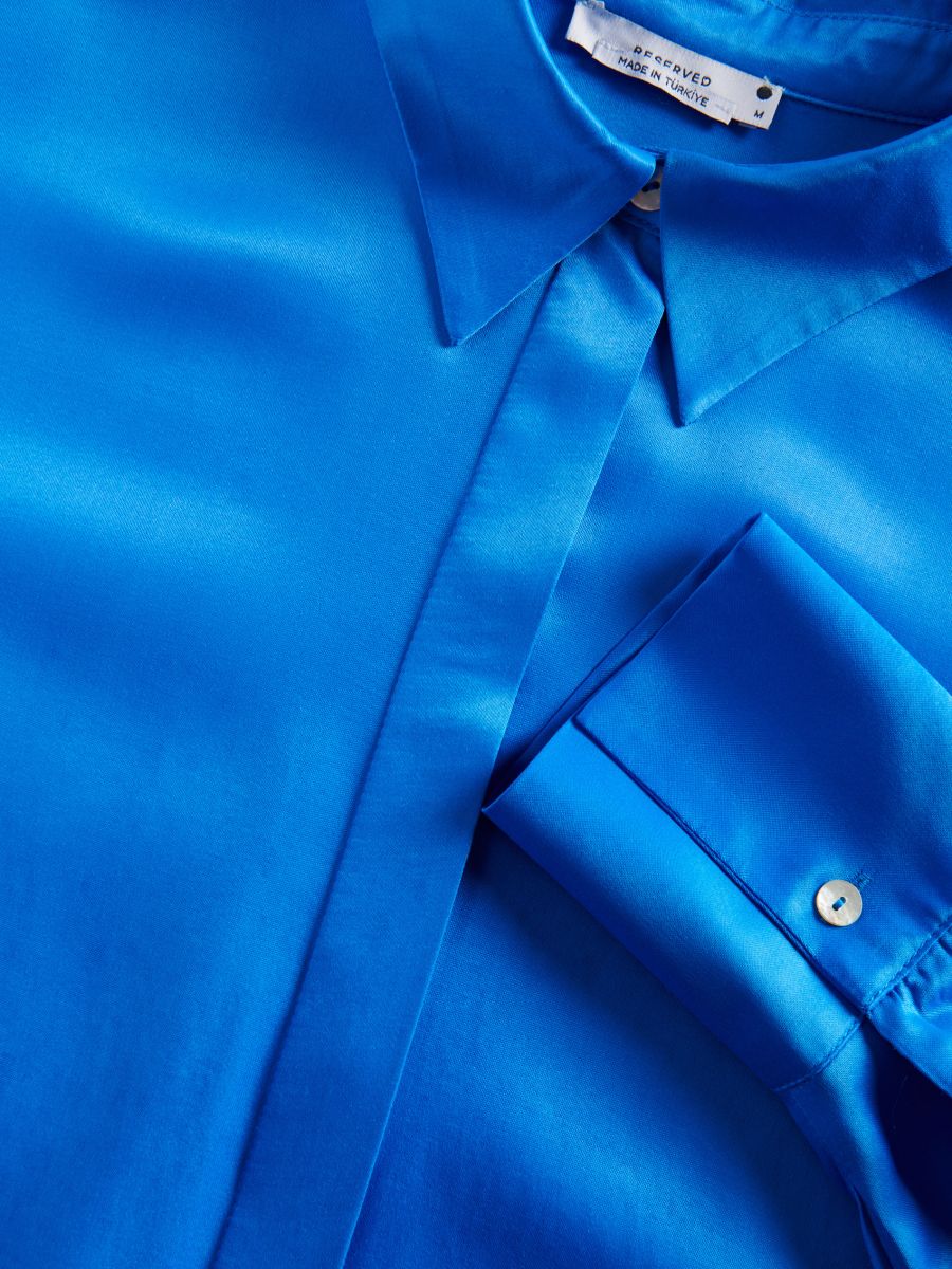 Satinbluse - blau - RESERVED - 4