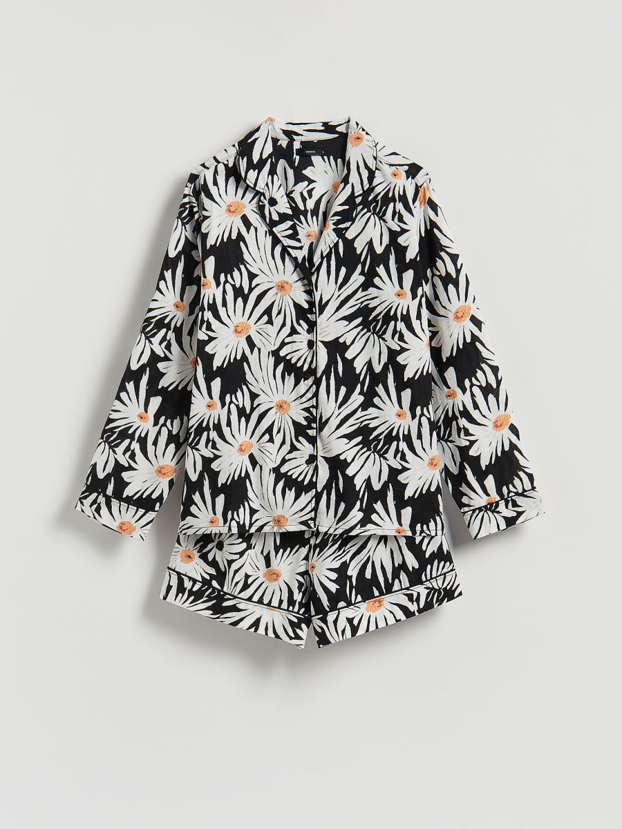 Patterned two-piece pajama - black - RESERVED