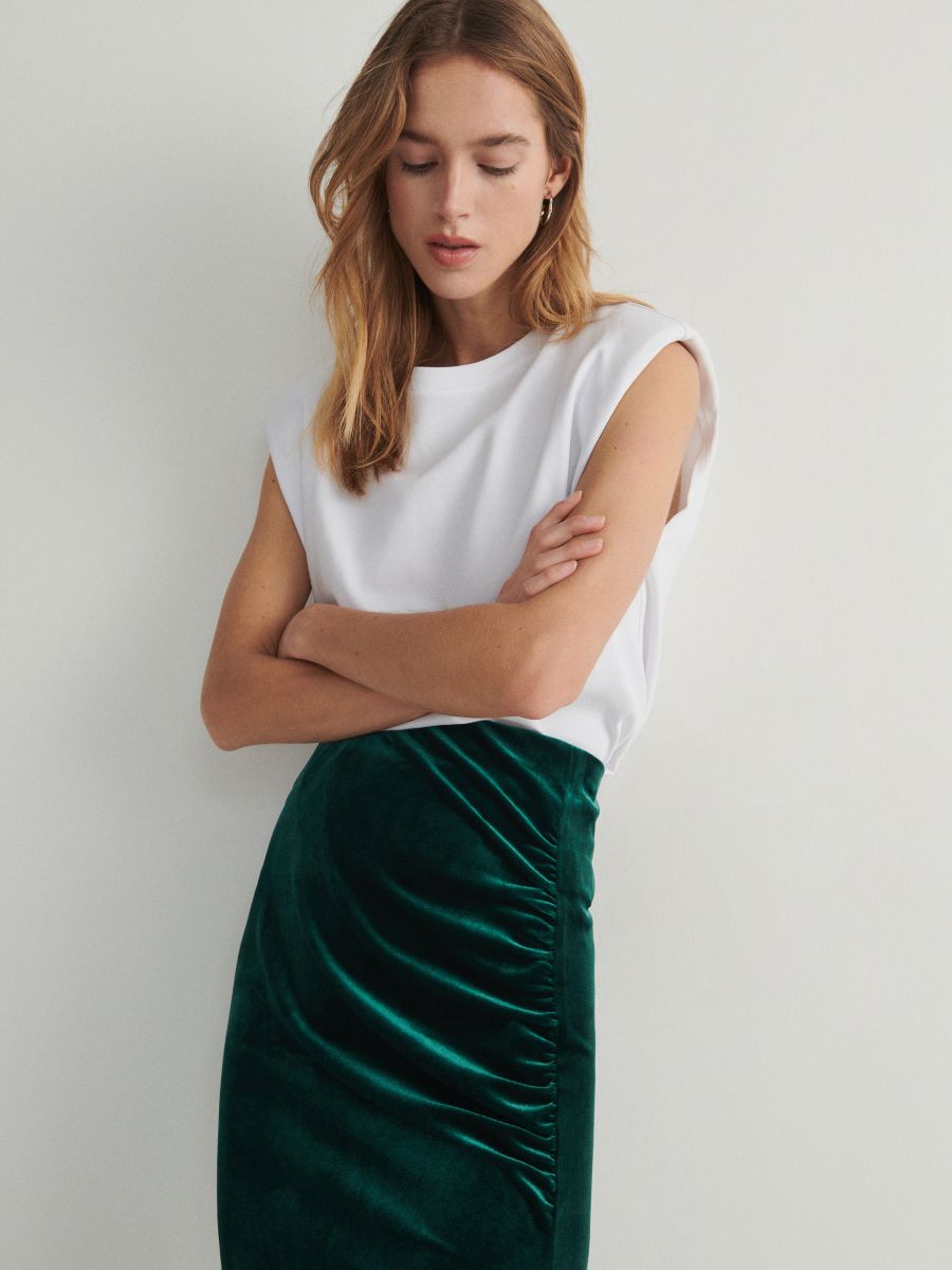 Midi skirt with gathering - green - RESERVED - 2