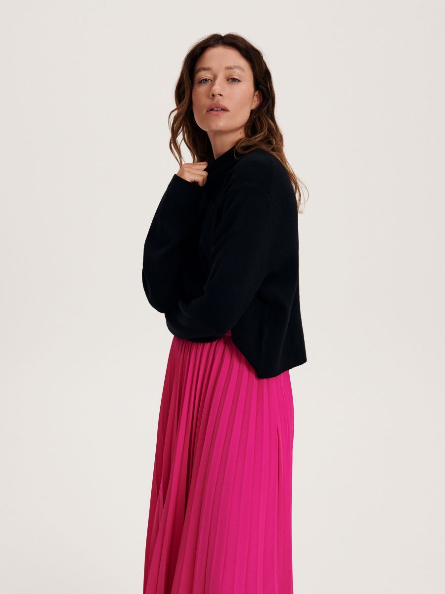 Pleated midi skirt - hot pink - RESERVED - 4