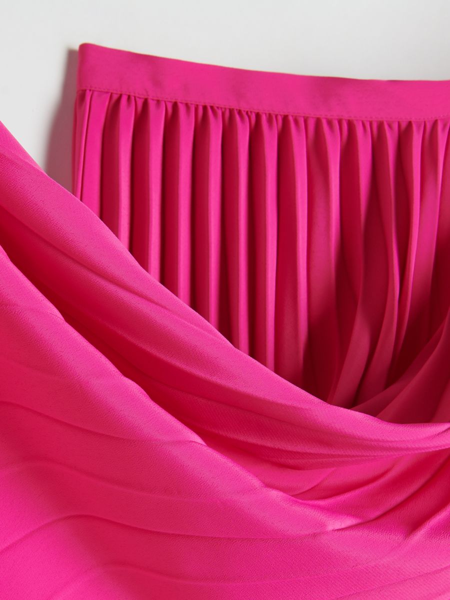 Pleated midi skirt - hot pink - RESERVED - 7