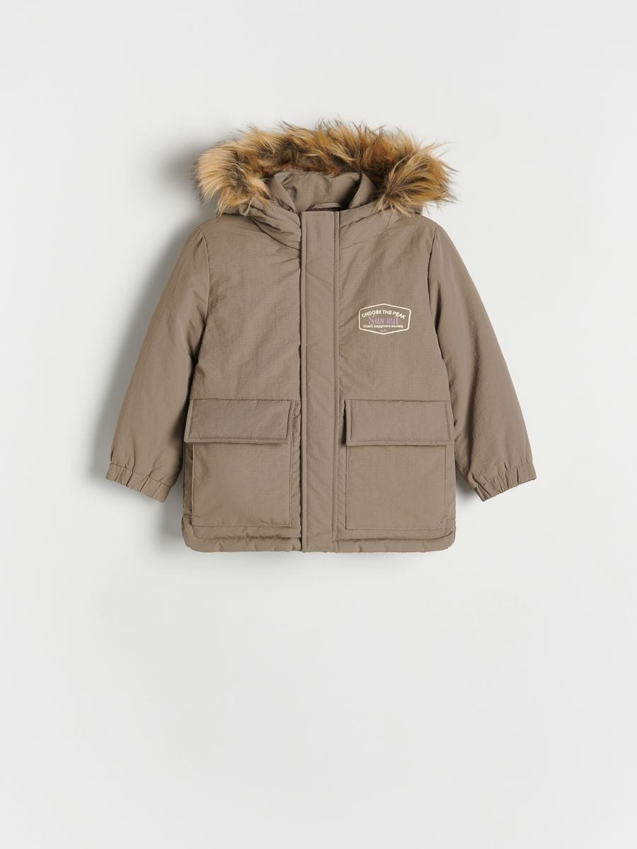 Insulated jacket with hood - beige - RESERVED - 2