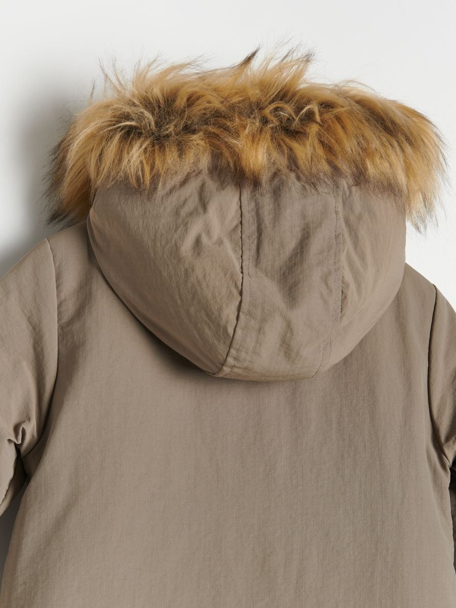 Insulated jacket with hood - beige - RESERVED - 3