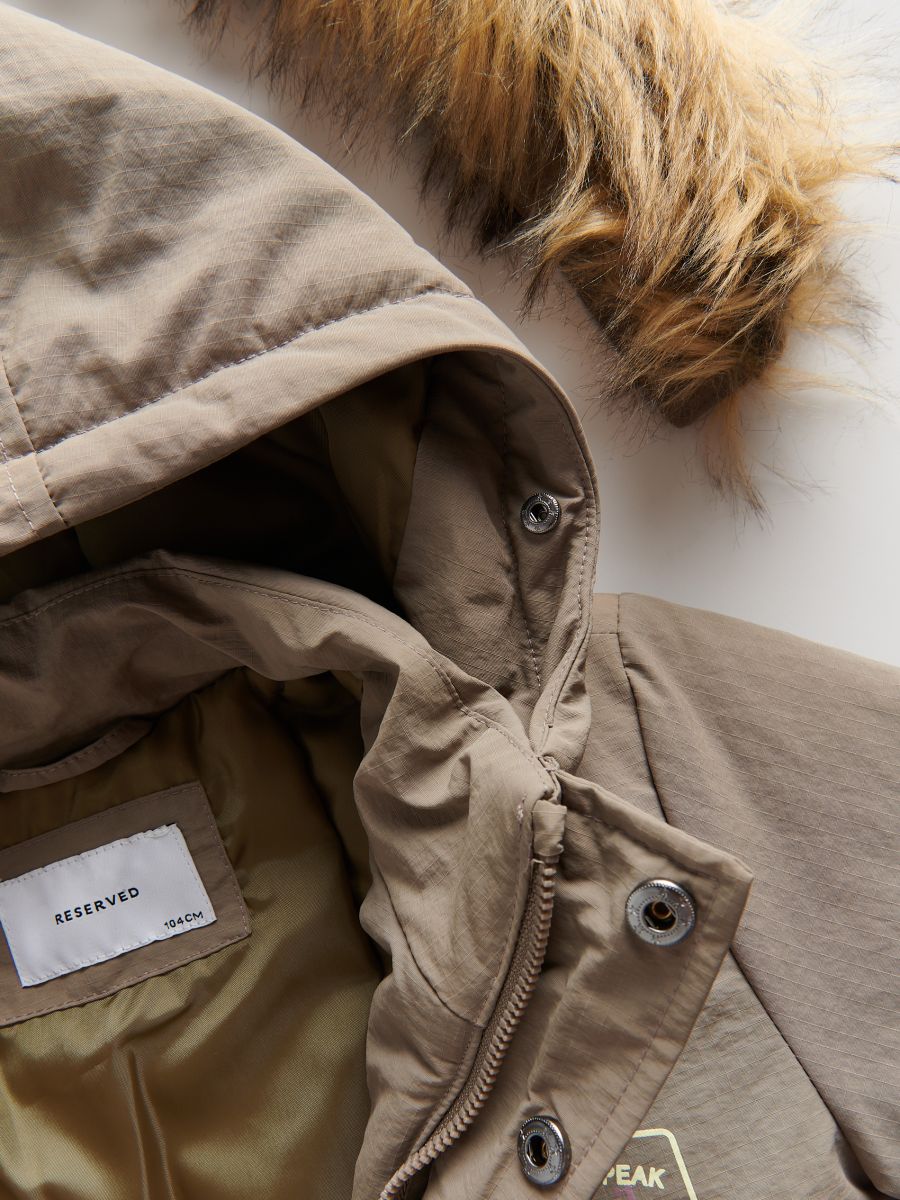 Insulated jacket with hood - beige - RESERVED - 2