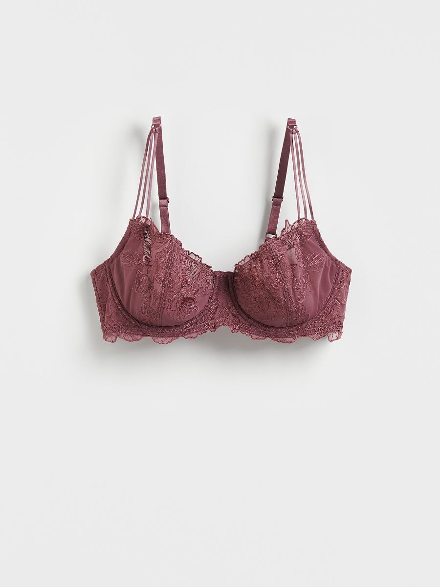 Patterned soft cup bra - mid grey - RESERVED - 4