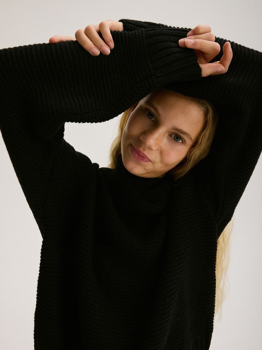Pull à col roulé ample - Noir - RESERVED - 3