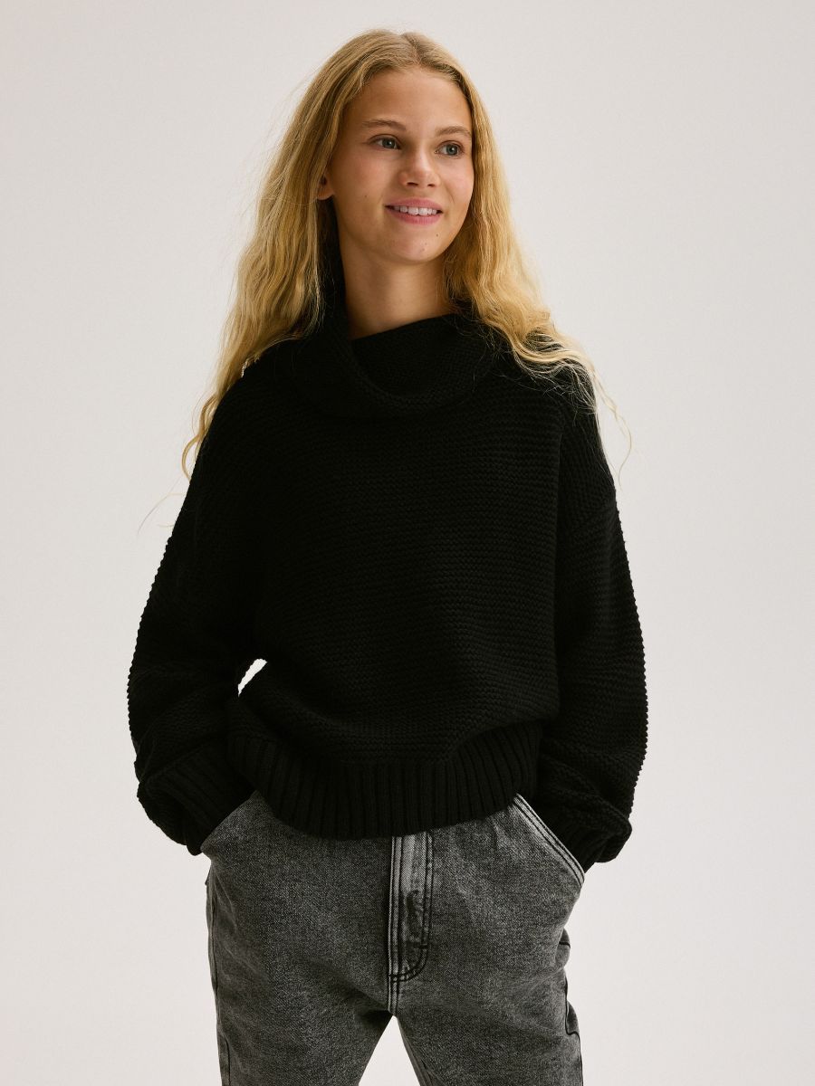 Sweater with wide turtleneck - black - RESERVED - 2