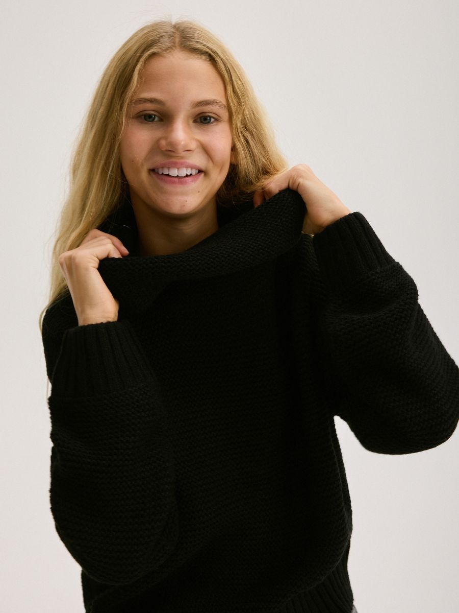 Sweater with wide turtleneck - black - RESERVED - 4