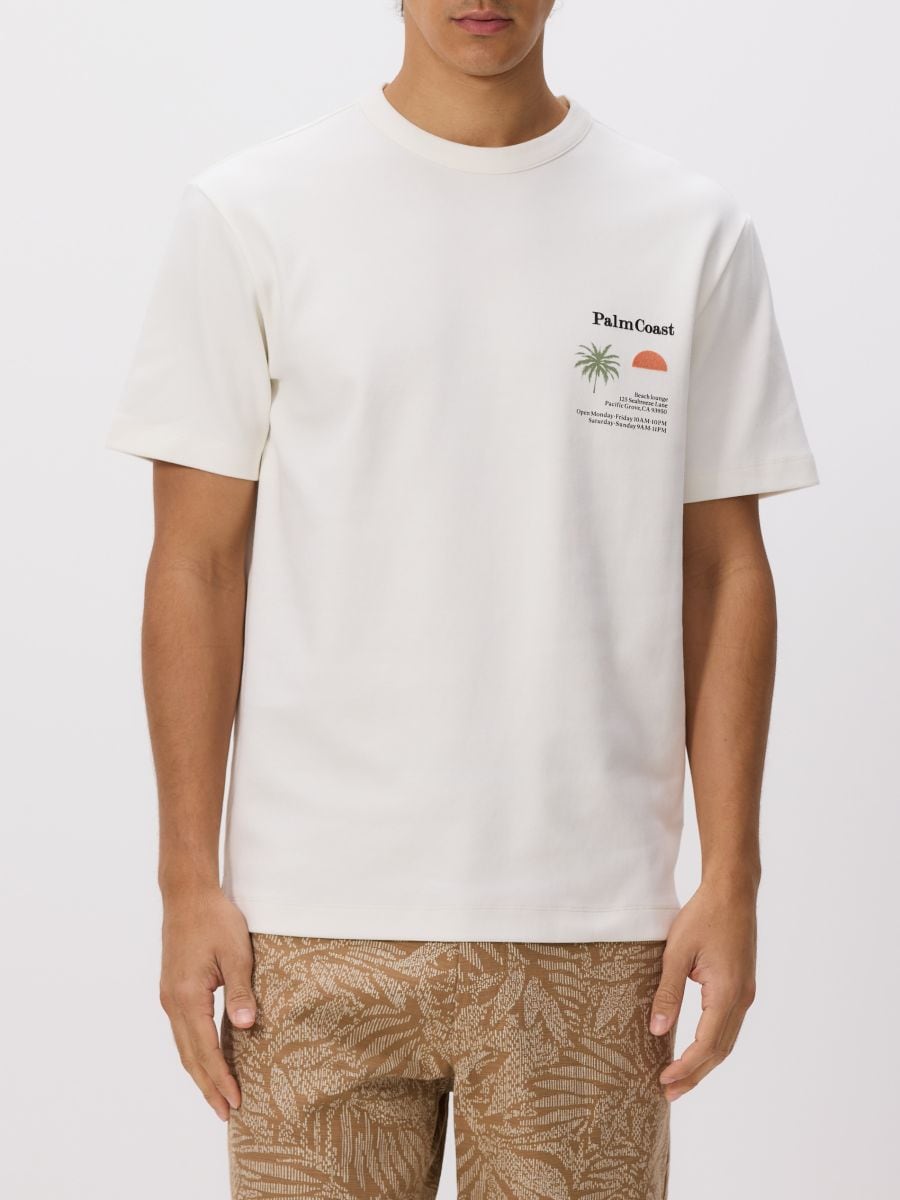 Comfort fit T-shirt with print - cream - RESERVED - 2