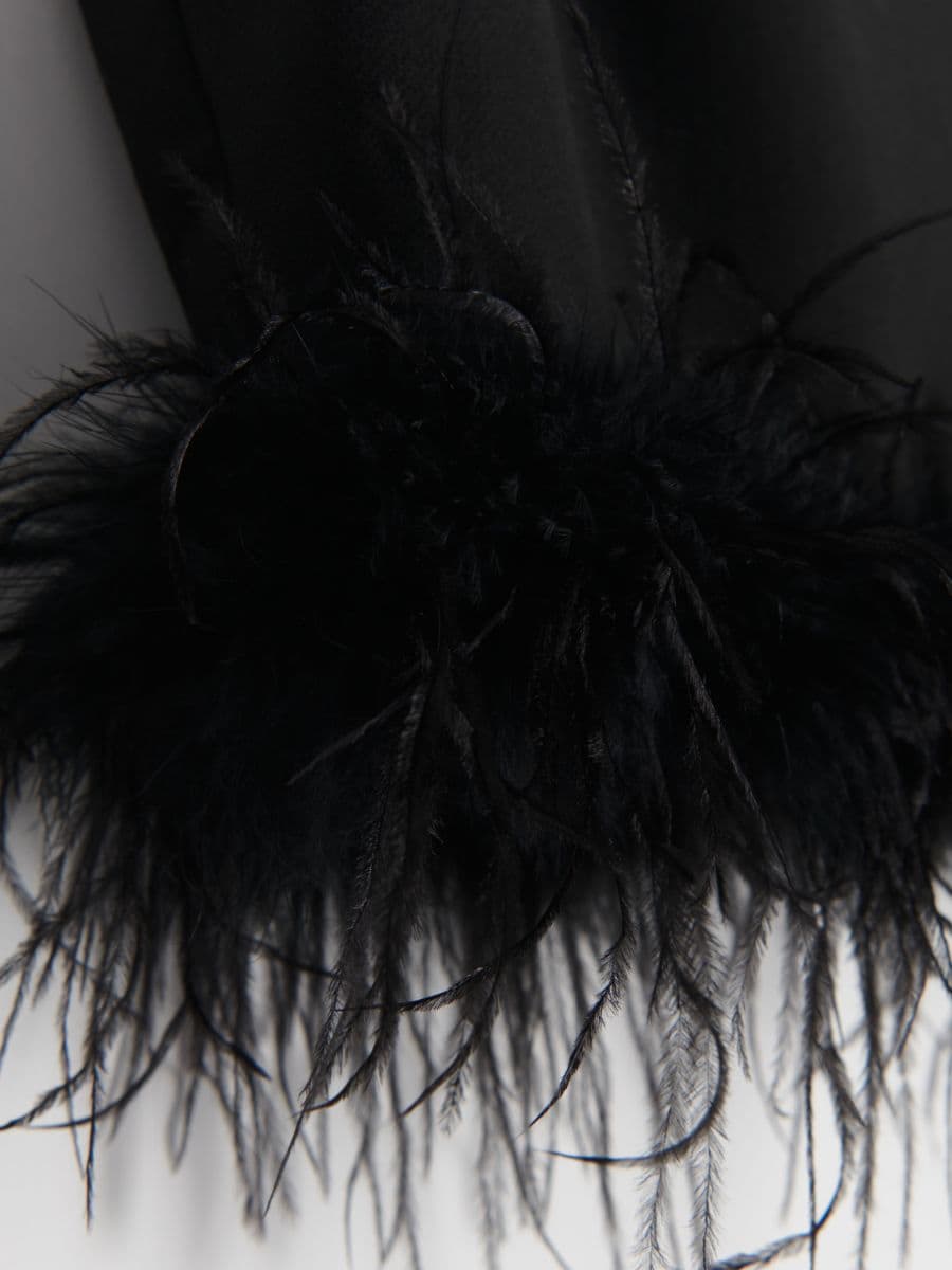 Blouse with faux feather hem - black - RESERVED - 5