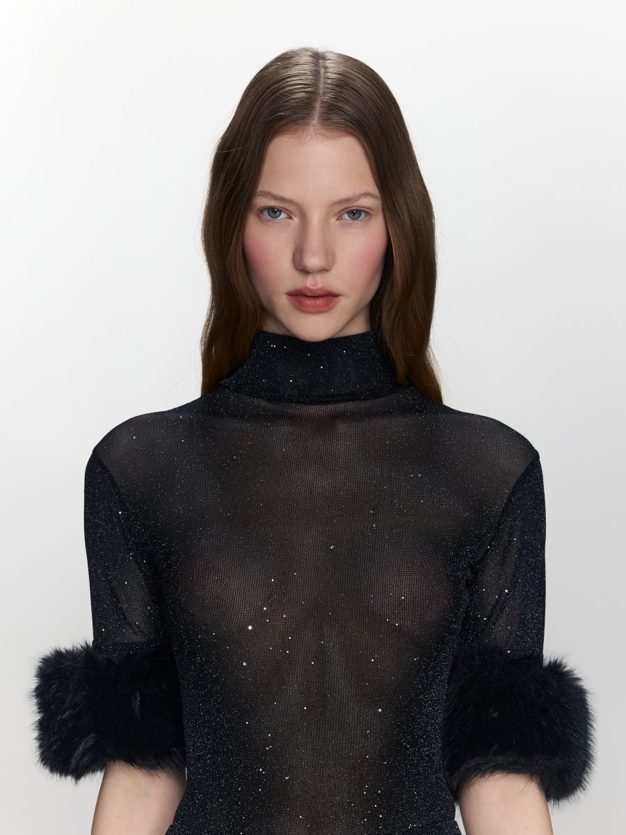 Mesh bodysuit with metallic thread - black - RESERVED - 5