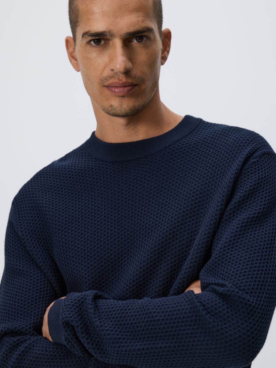 Strukturalny sweter - granatowy - RESERVED