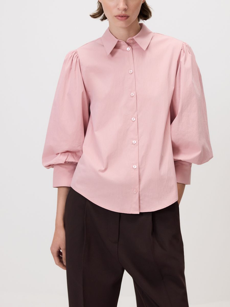 Shirt with puffy sleeves - pastel pink - RESERVED