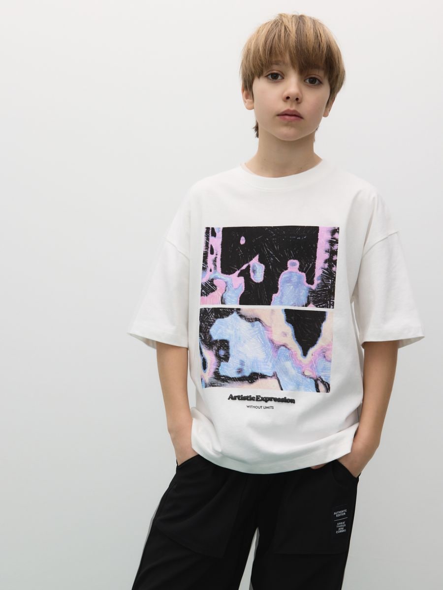 Oversized T-shirt with print - cream - RESERVED - 2