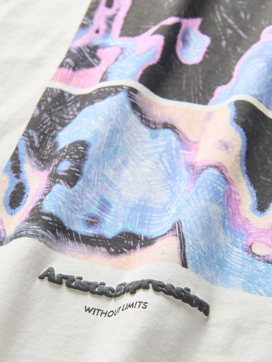 Oversized T-shirt with print - cream - RESERVED - 2