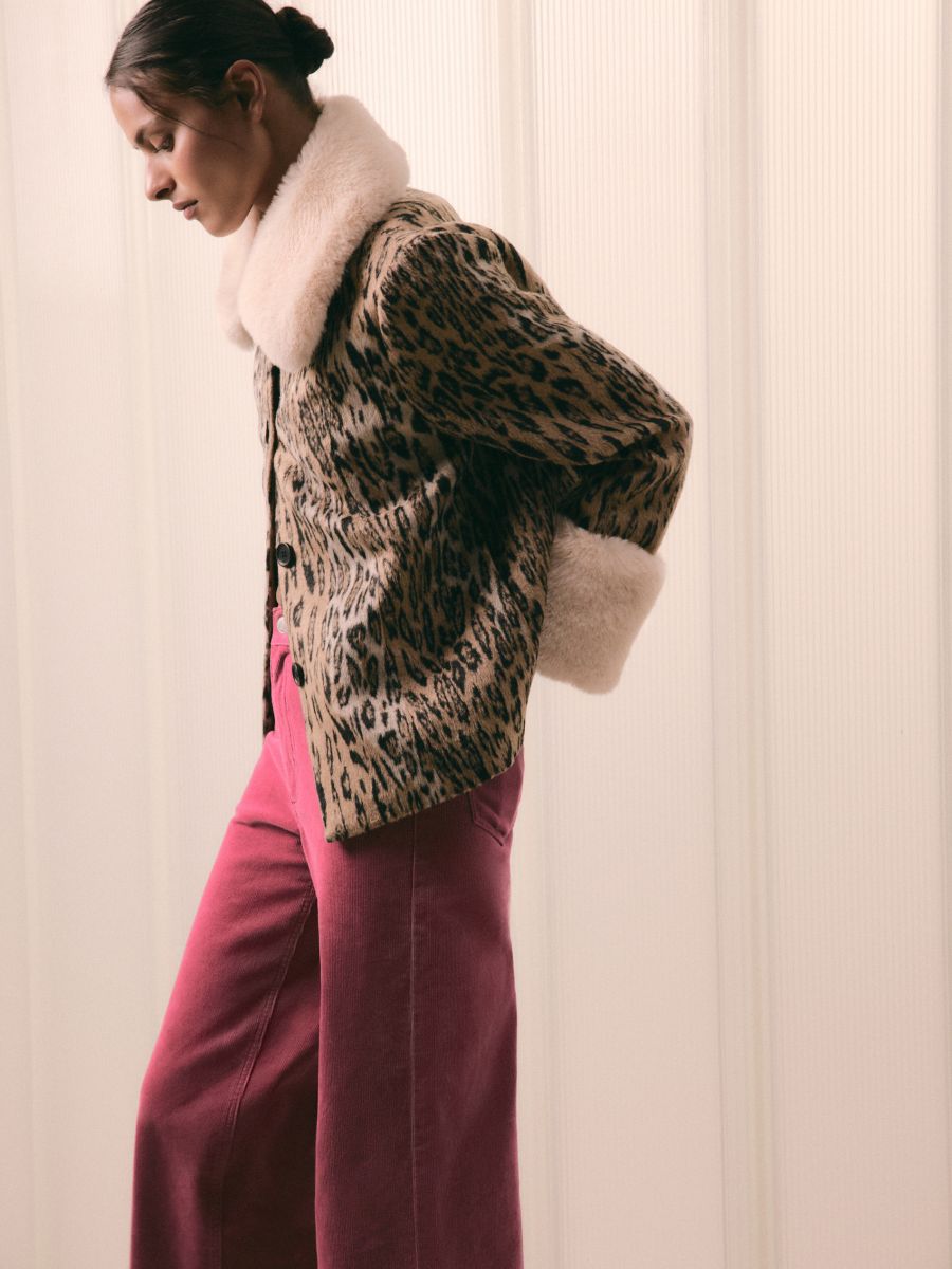 Jacquard leopard pattern jacket - multicolor - RESERVED