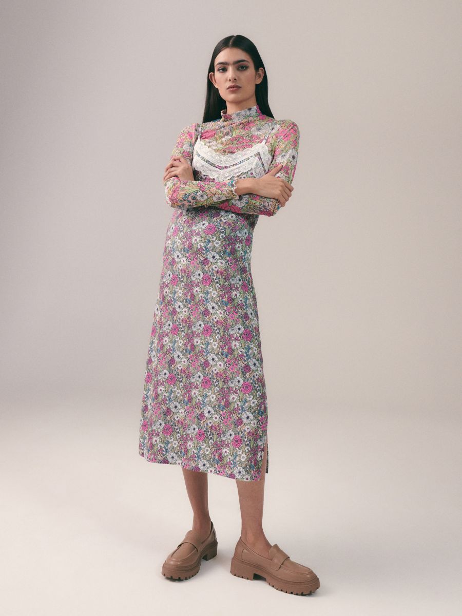 Rochie tip lenjerie cu dantelă - multicolor - RESERVED - 3