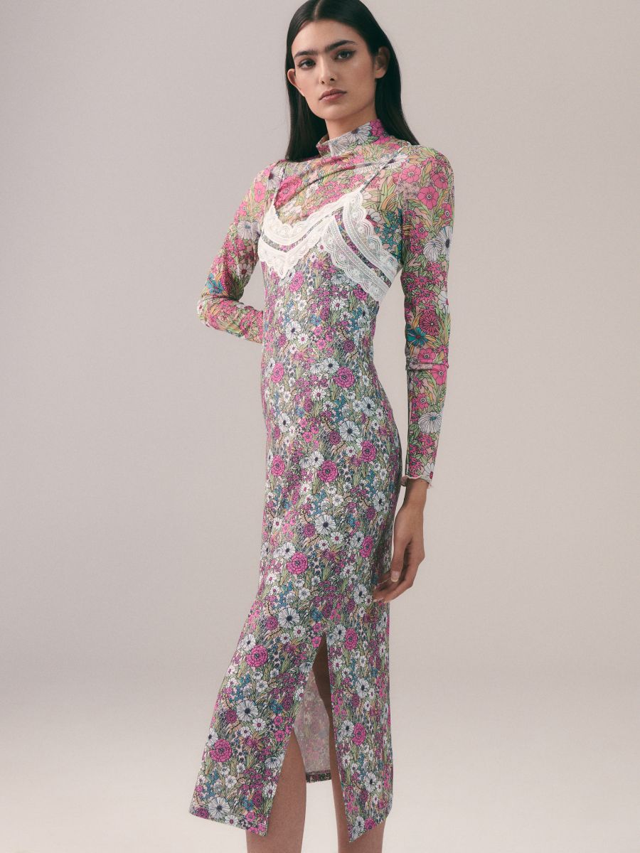 Rochie tip lenjerie cu dantelă - multicolor - RESERVED - 2