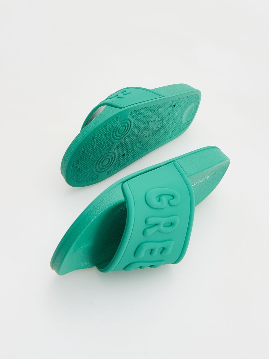 Rubber slides with print - green - RESERVED - 4