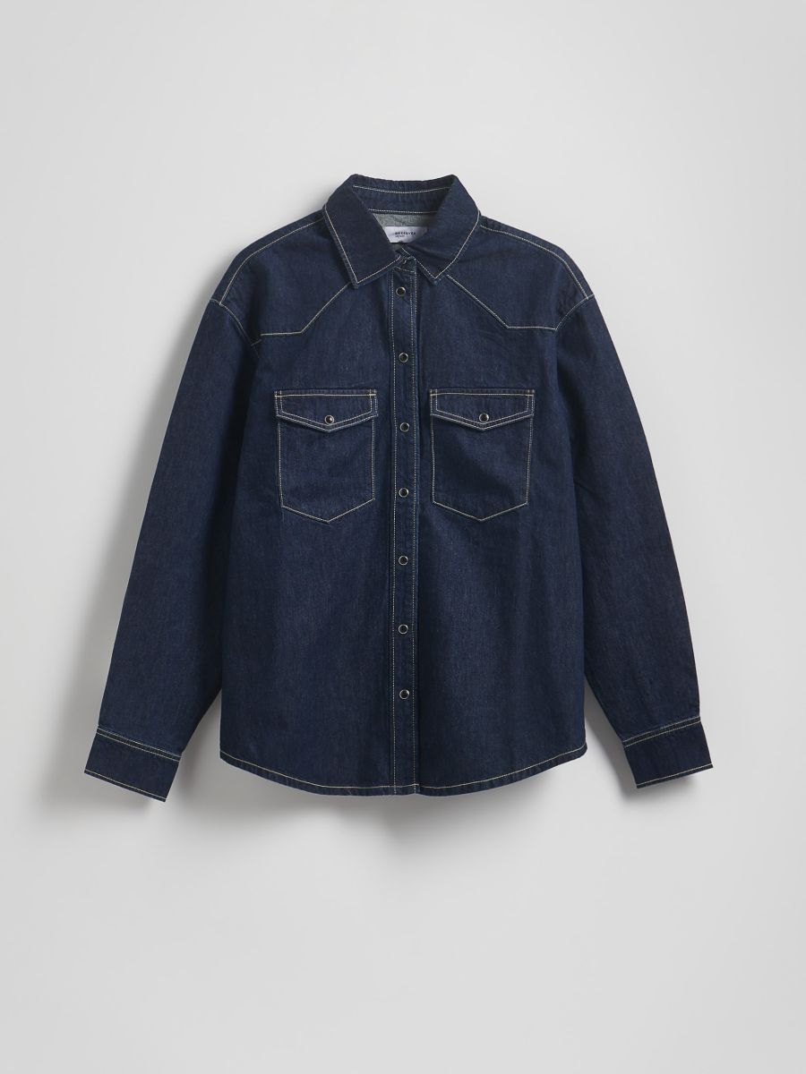 Oversized-Jeansshirt - marineblau - RESERVED