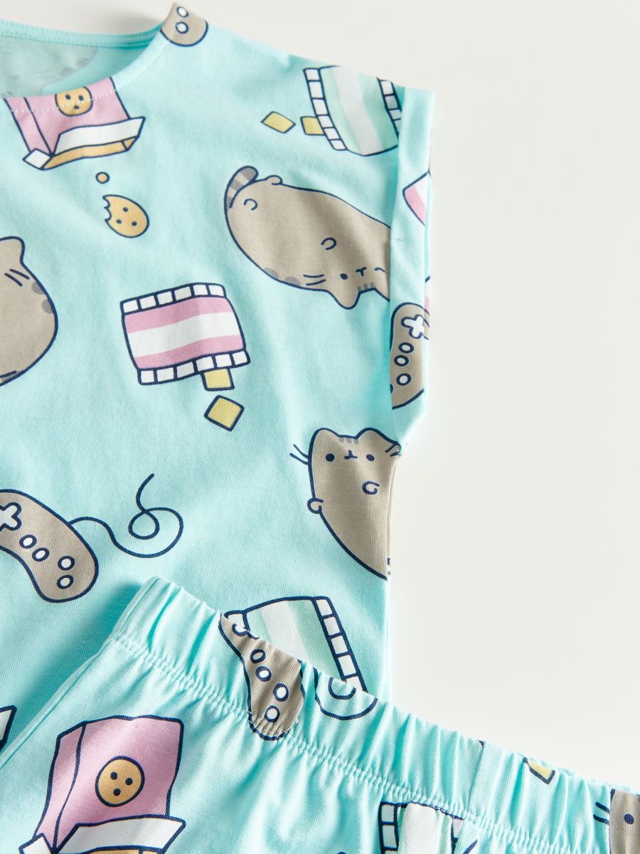 Pusheen two-piece PJs - pale turquoise - RESERVED - 3