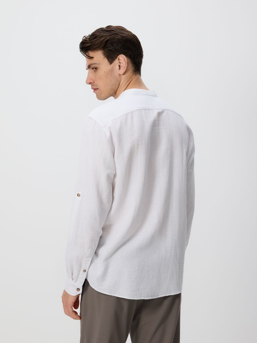 Regular fit shirt with linen blend - white - RESERVED - 5