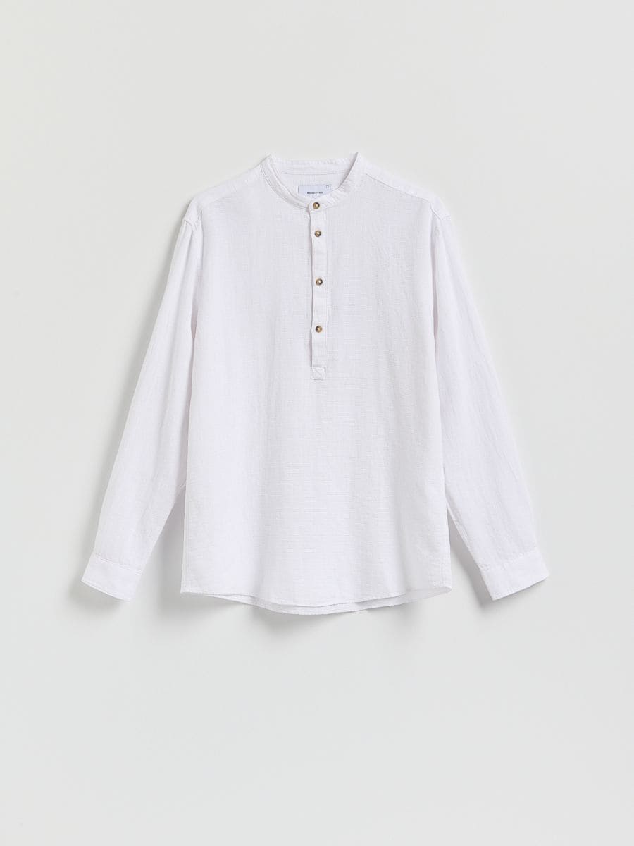 Regular fit shirt with linen blend - white - RESERVED - 6