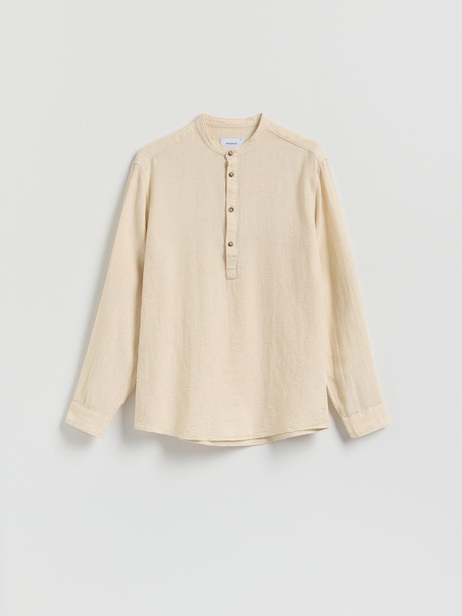 Skjorta i regular fit i linneblandning - BEIGE - RESERVED