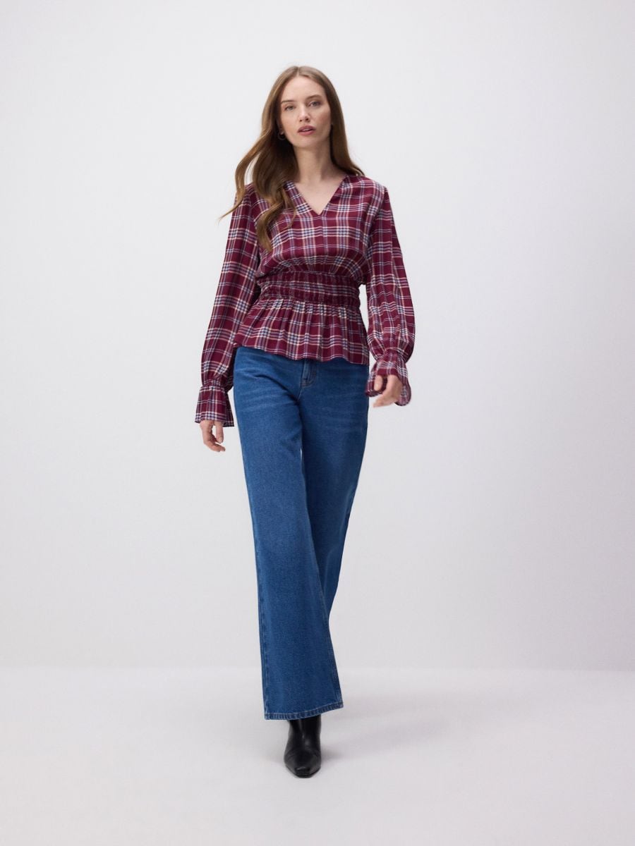 Check viscose blouse - burgundy - RESERVED - 5