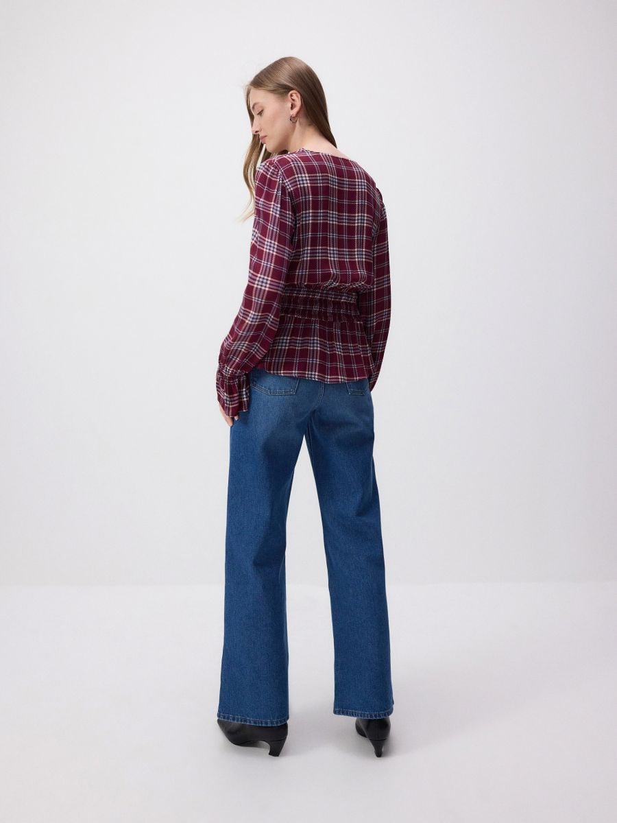 Check viscose blouse - burgundy - RESERVED - 6