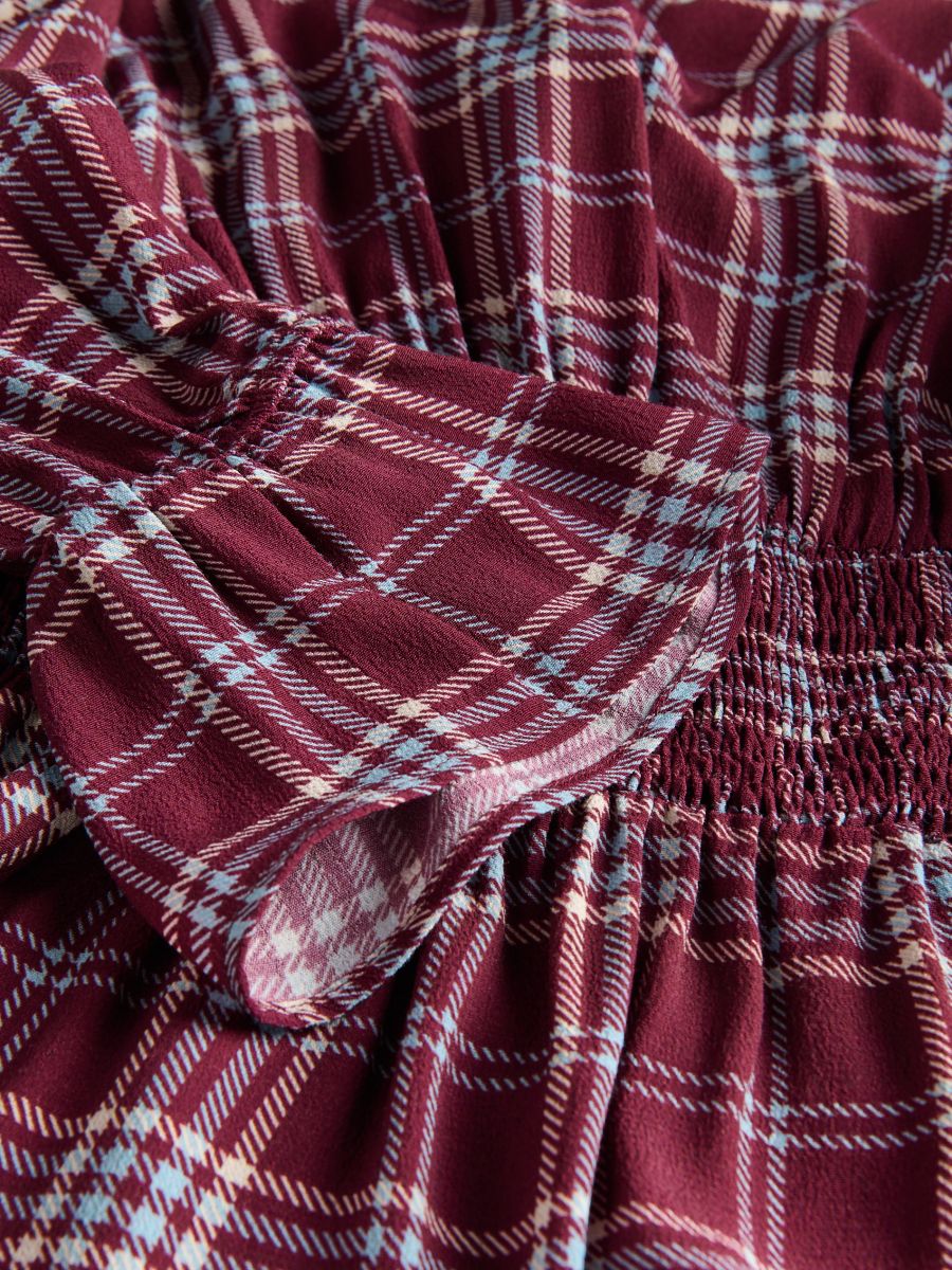 Check viscose blouse - burgundy - RESERVED - 5