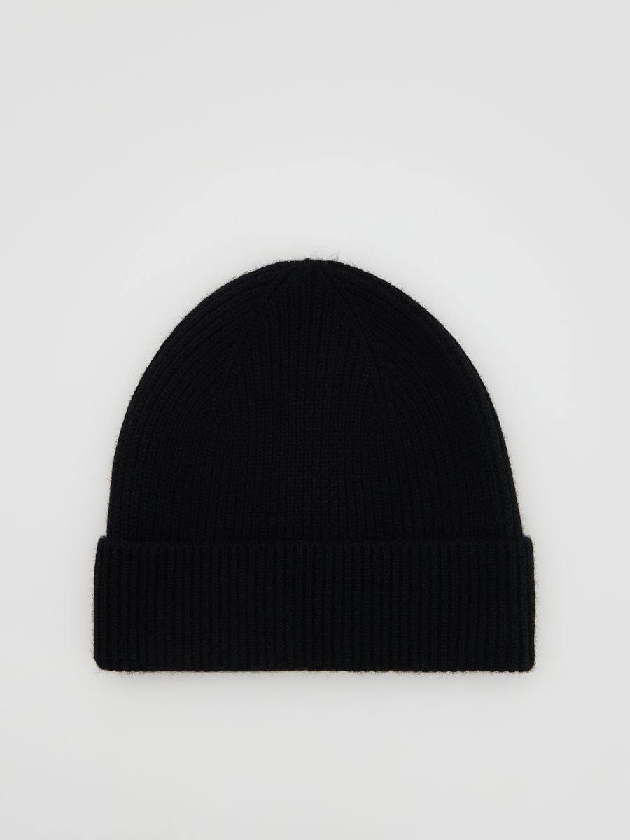 Wełniana czapka z kaszmirem - czarny - RESERVED